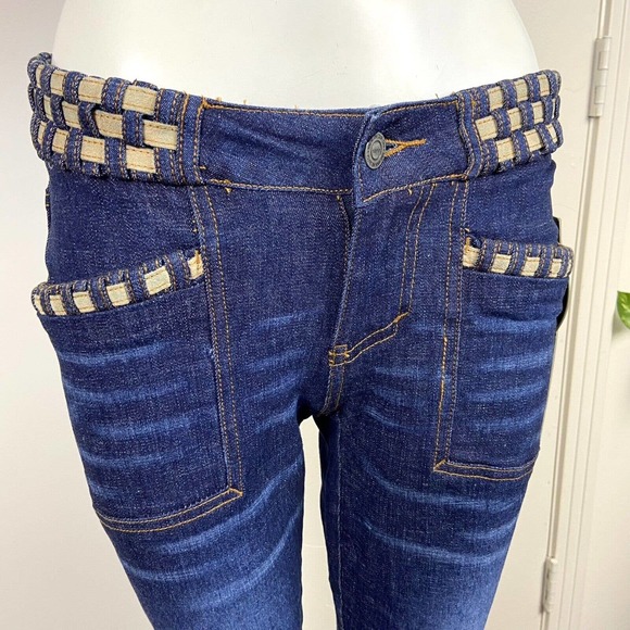 NOS Vintage Y2K 00s YoYo Low Rise Flared Bell Bare back Bottom Stretch Jeans 5/S - Picture 4 of 11